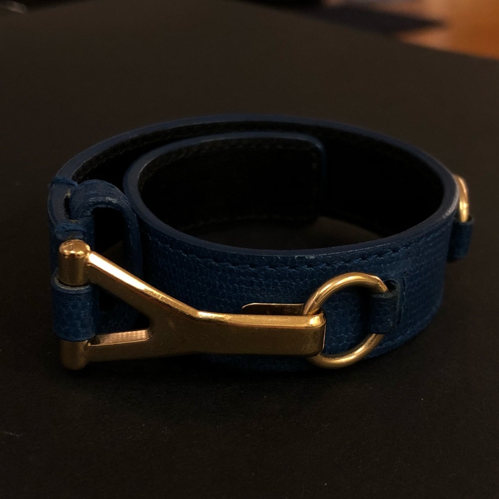 YSL GOLD BRACELET with Navy blue strap
